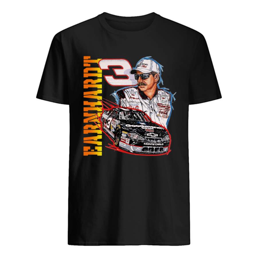 Vintage Competitors View Dale Earnhardt Goodwrench 3 Race Car Wrap Around Black T-Shirt