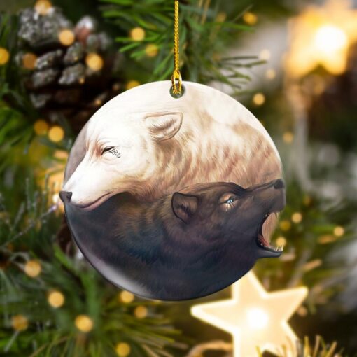 Wolf Shape Wood Ornament, Christmas Ornament, Christmas Decor