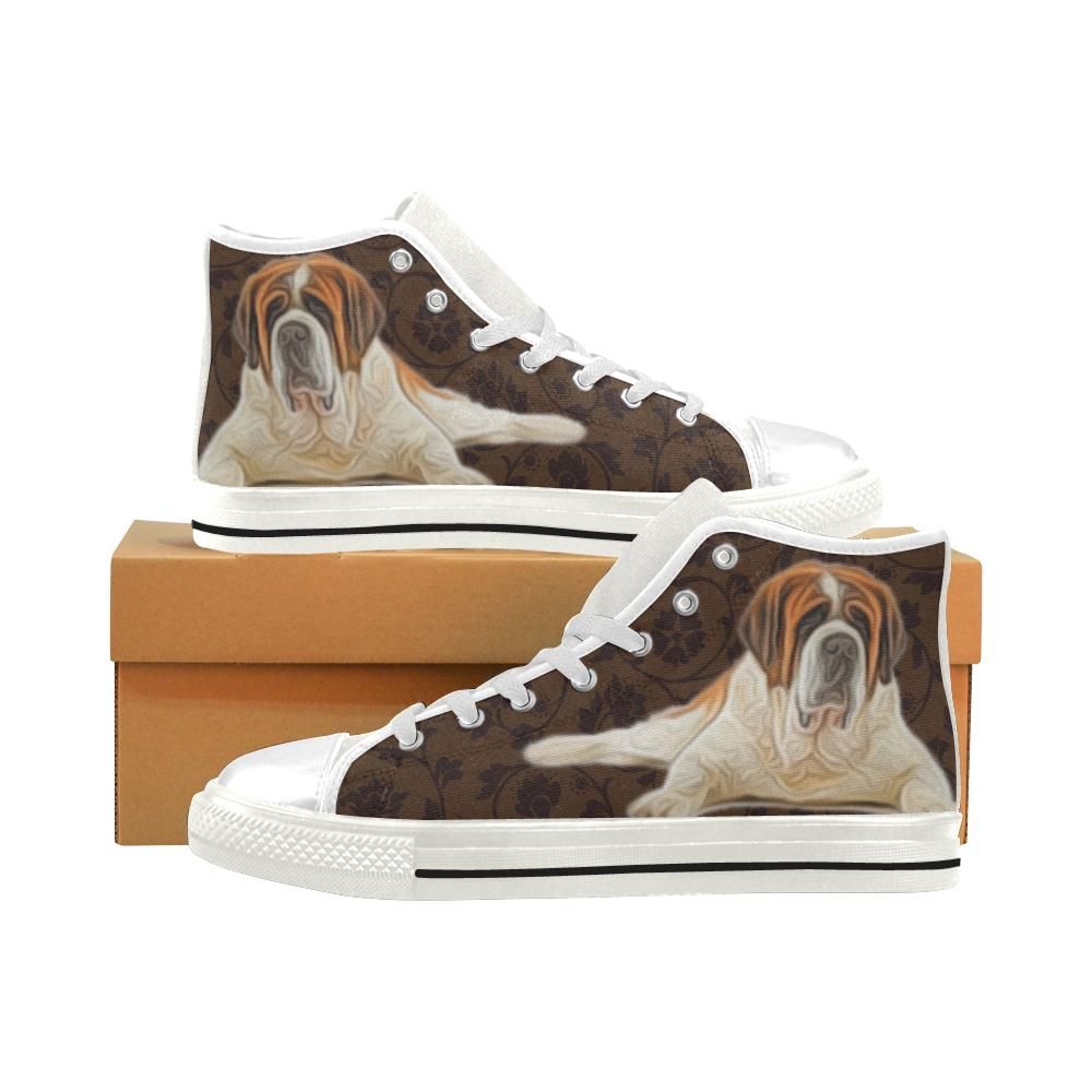 St. Bernard Lover White Men Classic High Top Canvas Shoes