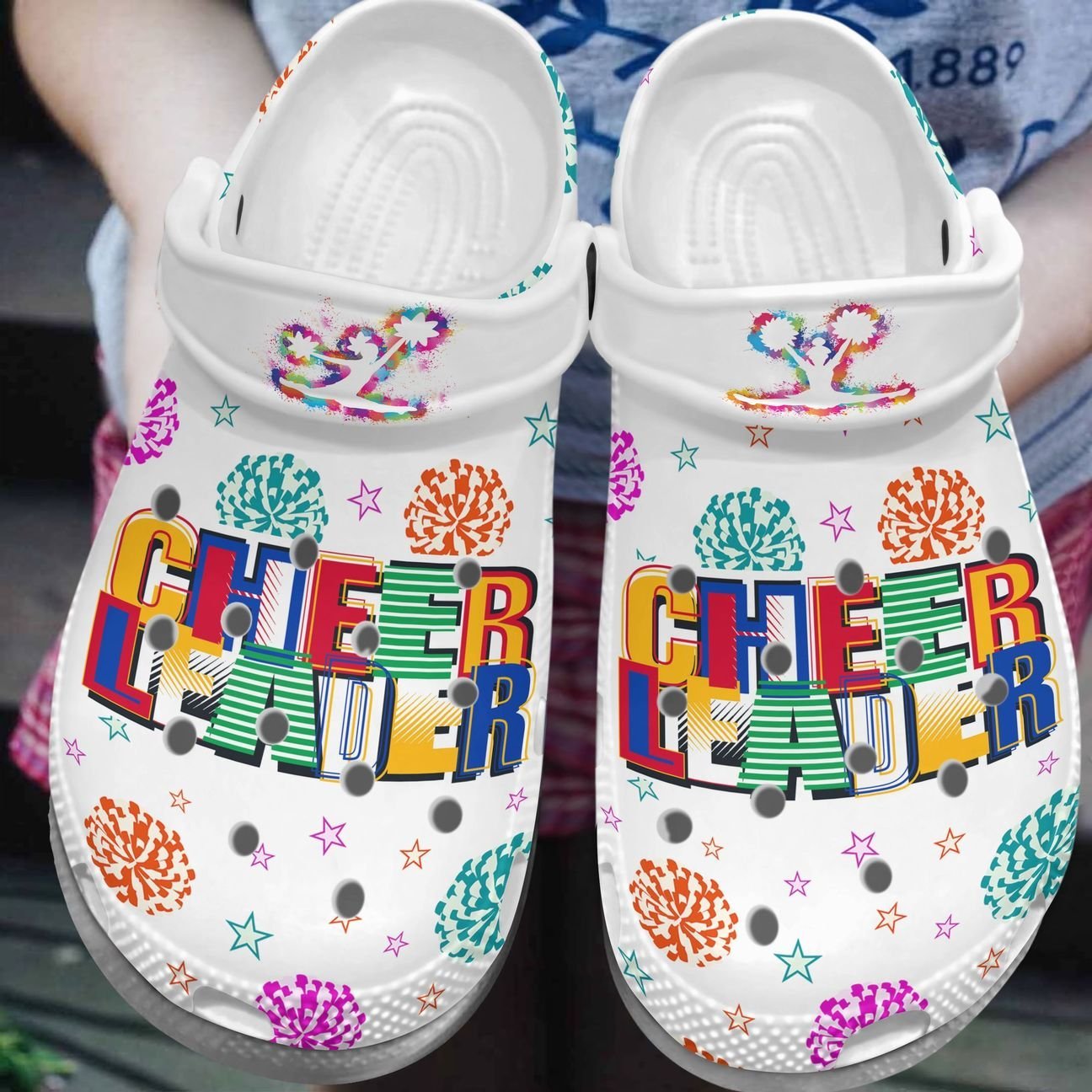 Cheerleader Personalized Clog, Custom Name, Text, Color, Number Fashion Style For Women, Men, Kid, Print 3D Loud And Proud Cheerleader