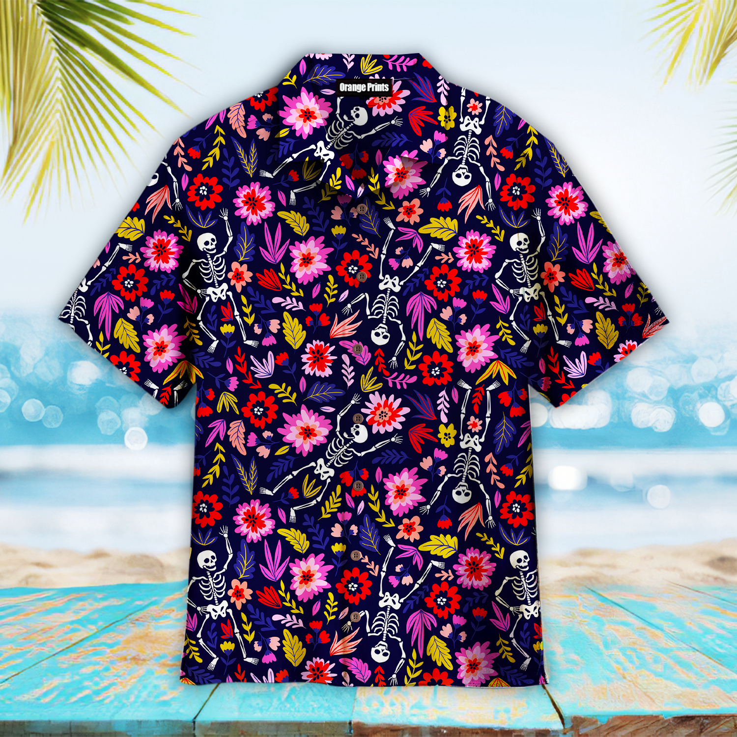 Dancing Skeleton In The Flower Garden Aloha Hawaii Shirts For Men Women Ha105070