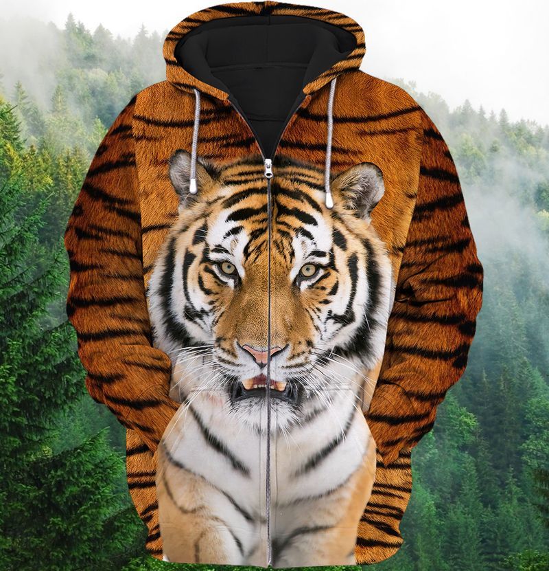 Cool Almighty Tiger 3D Full Print Zipper Hoodie