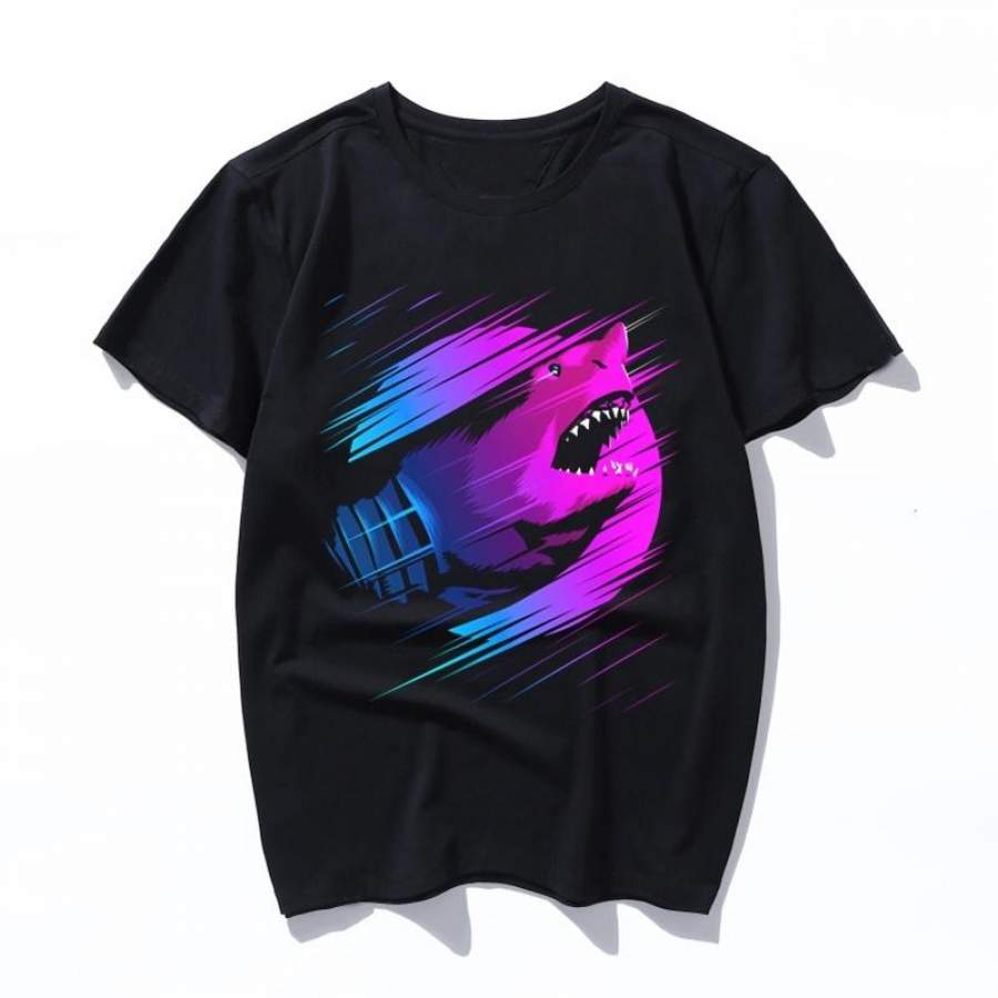 rising shark mens t shirt women funny vintage print cartoon tshirt harajuku ulzzang kawaii Graphic t-shirt female clothes top