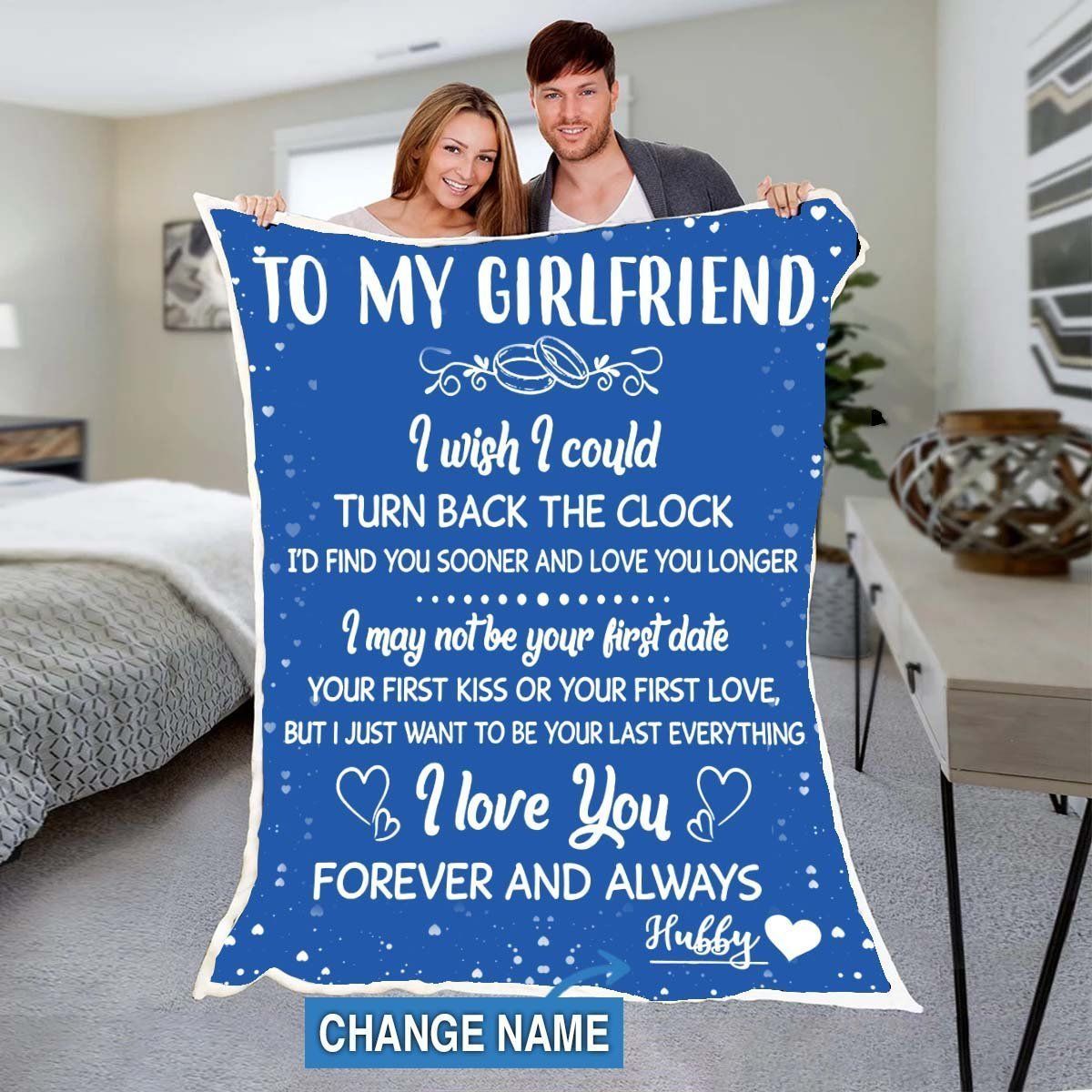 To My Girlfriend Love You Always And Forever Name Custom Text Fleece Blanket