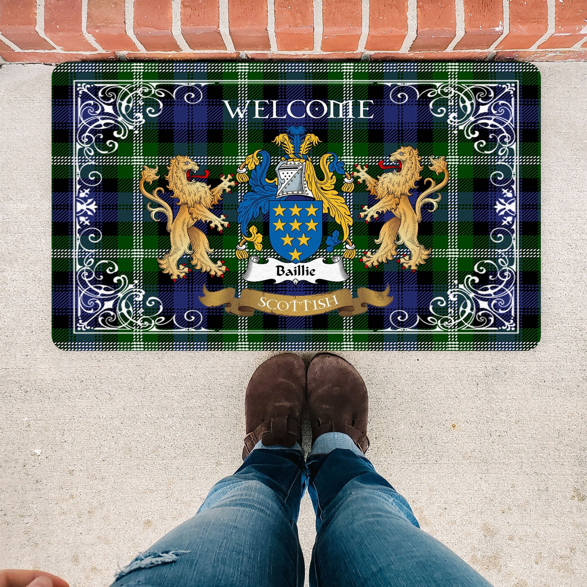 Scotstee Shop Tartan Door Mat The Family Baillie Scottish Plaid Doormat, Welcome Mat, Christmas Door Mat