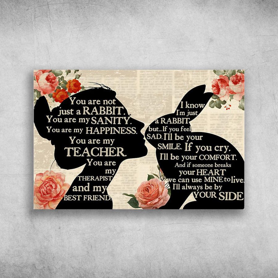 Just A Girl Who Love Rabbits Wall Art Canvas Prints, Bunny Wall Art For Bunny Lovers  – Posters Canvas Prints Wall Art