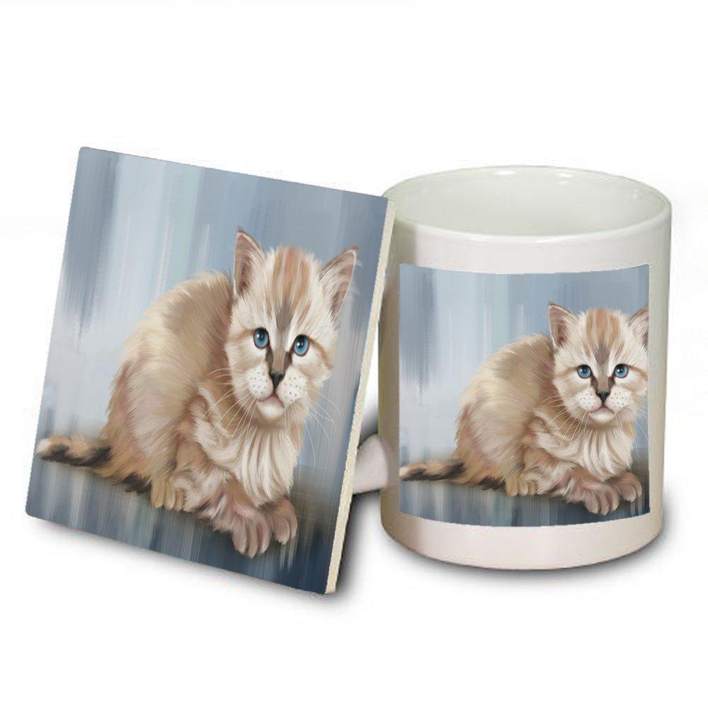 Seal Point Kitten Cat Mug And Coaster Set