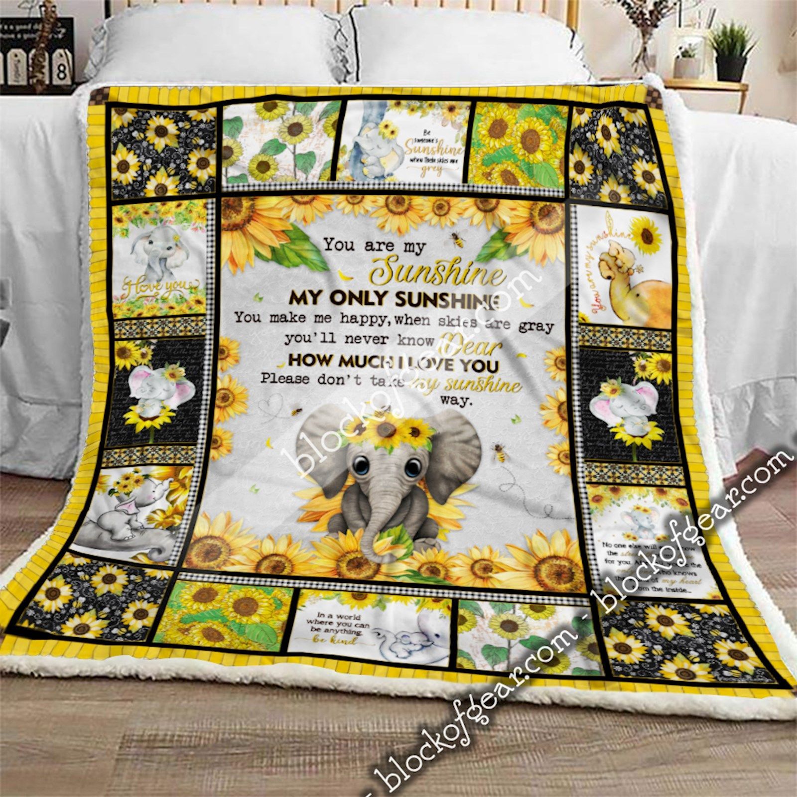 You Are My Sunshine Elephant GS-CL-ML0303 Sherpa Fleece Blanket