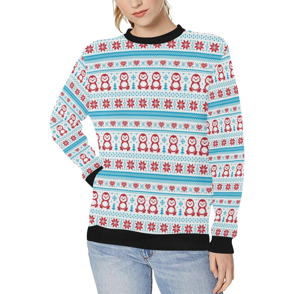 Penguin Sweater Printed Pattern Women’s Crew Neck Sweatshirt