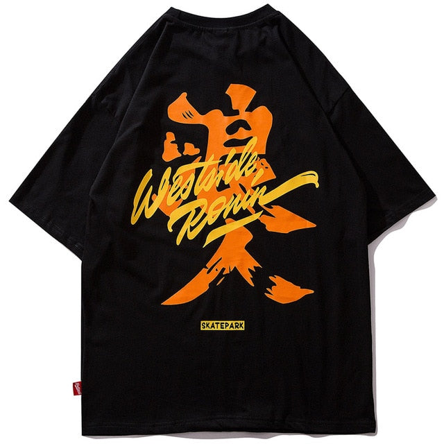 West Side Ronin Printed Hip Hop Streetwear Loose Tees