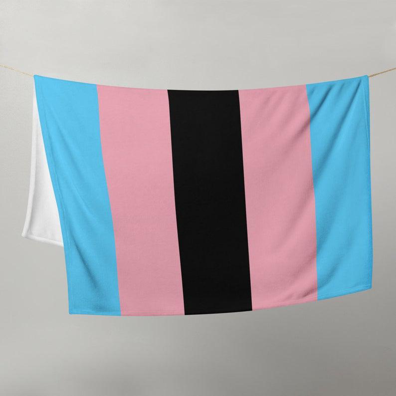 Black Trans Pride Flag Throw Blanket | Trans Rights Are Human Rights