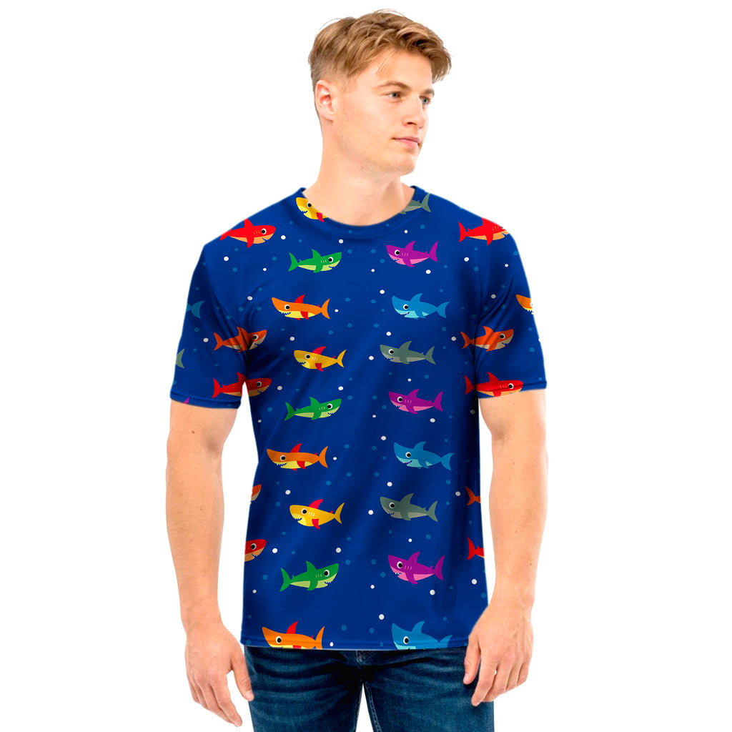 Colorful Baby Sharks Pattern Print Men’S T-Shirt