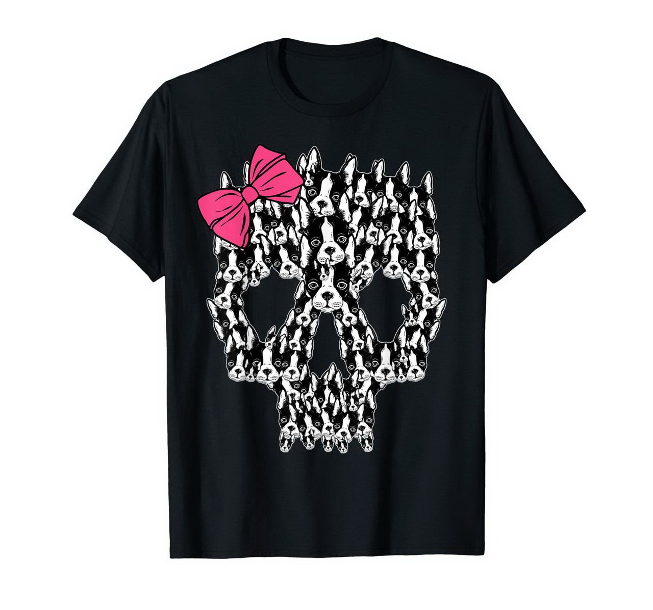 Puppy Sugar Skull T-Shirt Cute Goth Boston Terrier Dog New