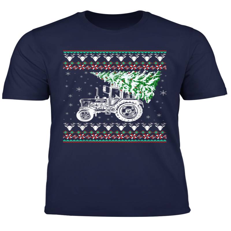 Tractor With Christmas Tree Ugly Sweater Shirt Funny Xmas T Shirt