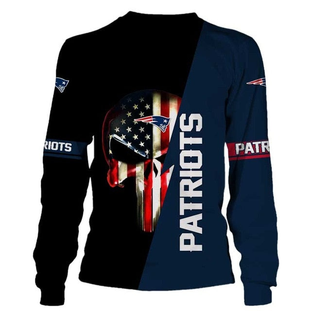 New England Patriots 3D Skull Pullover