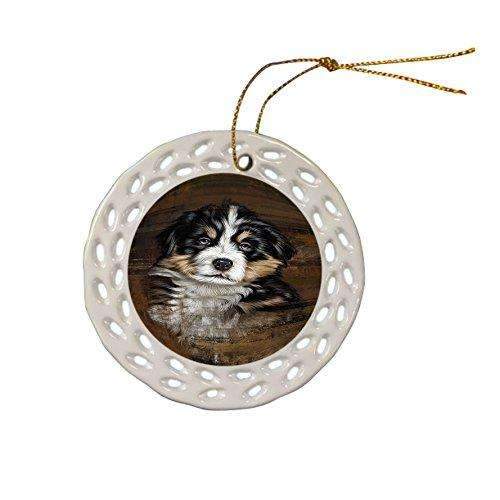 Rustic Bernese Mountain Puppy Ceramic Doily Ornament Dpor48203