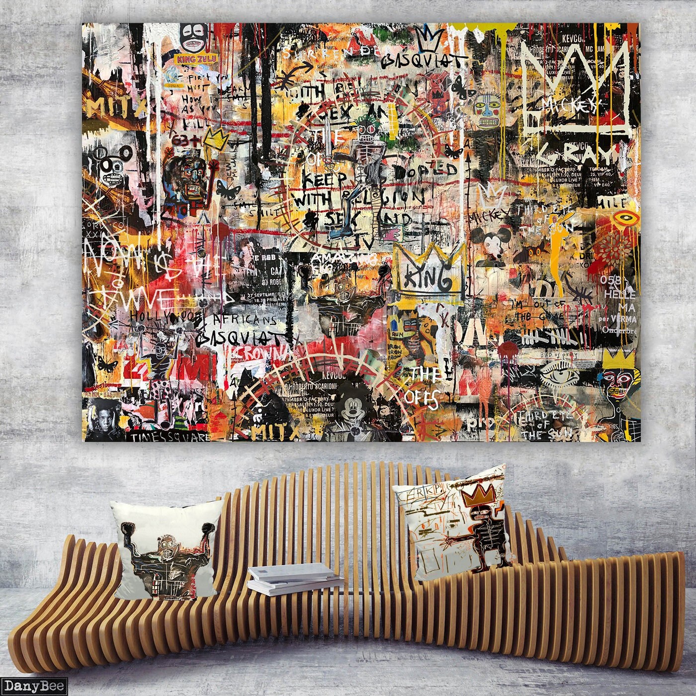 Retro Graffiti Canvas Wall Art, Graffiti Contemporary Retro Canvas Wall Art for Home Decor, Unique & Exclusive Graffiti Canvas Print Art