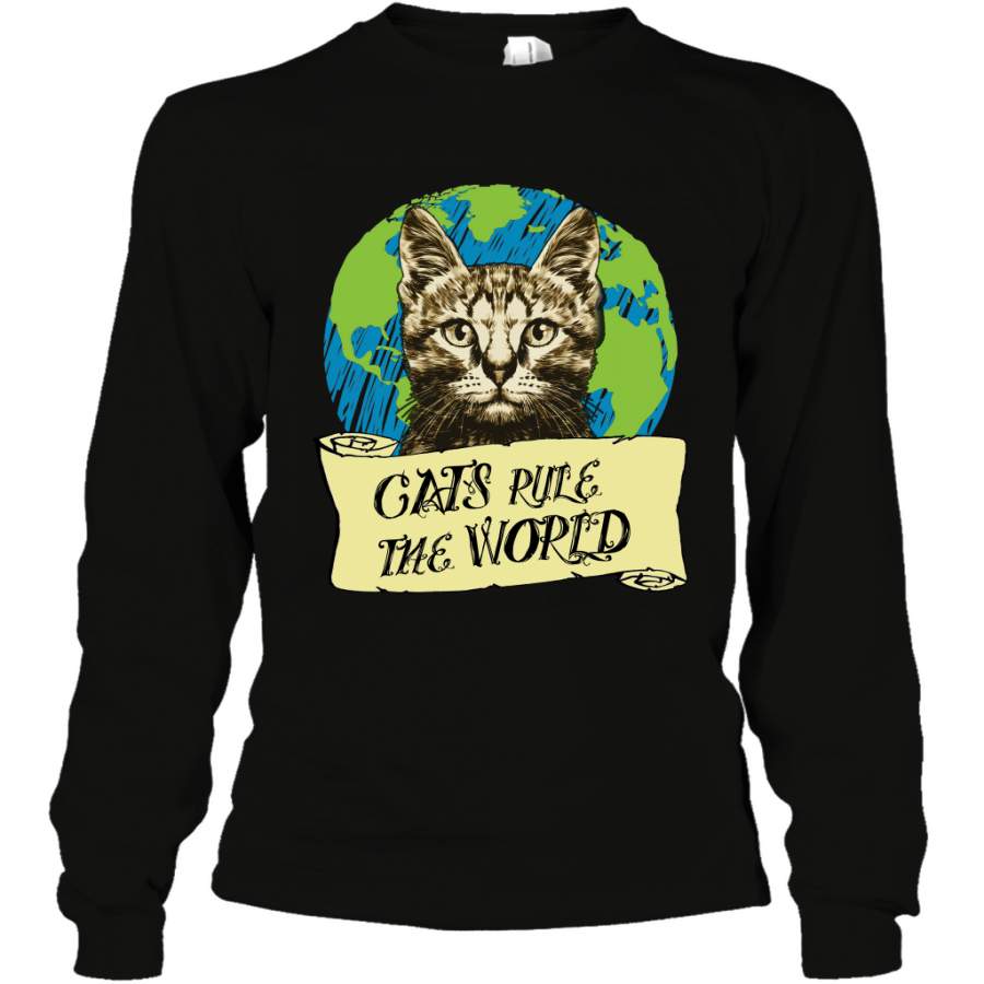 Cats Rule The World Kitten Shirt Long Sleeve T-Shirt