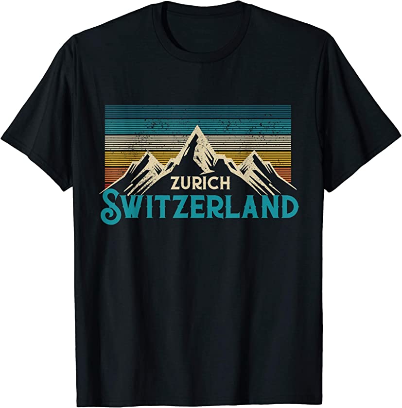 Zurich Switzerland Swiss Vintage Mountains Souvenir Gift T-Shirt