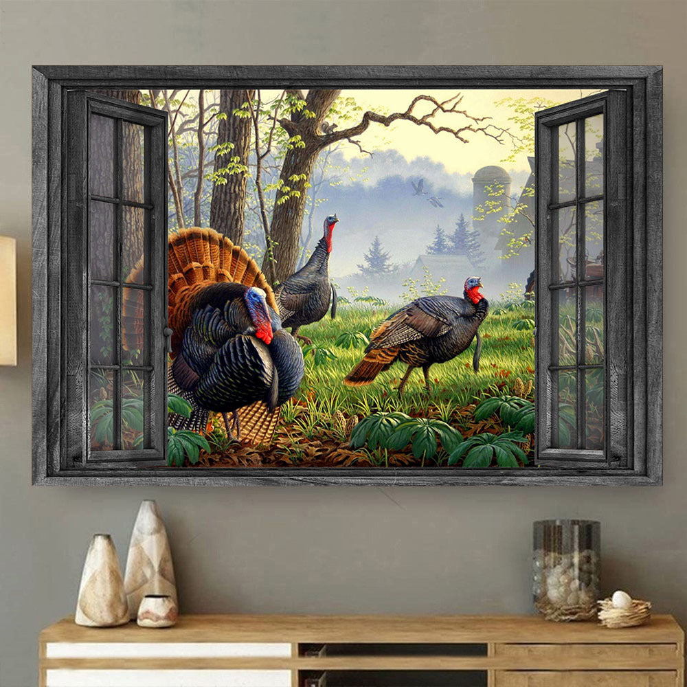 Turkey Wall Art 3D Painting Art Opend Window Home Decor Gift For Farm Animals Lover