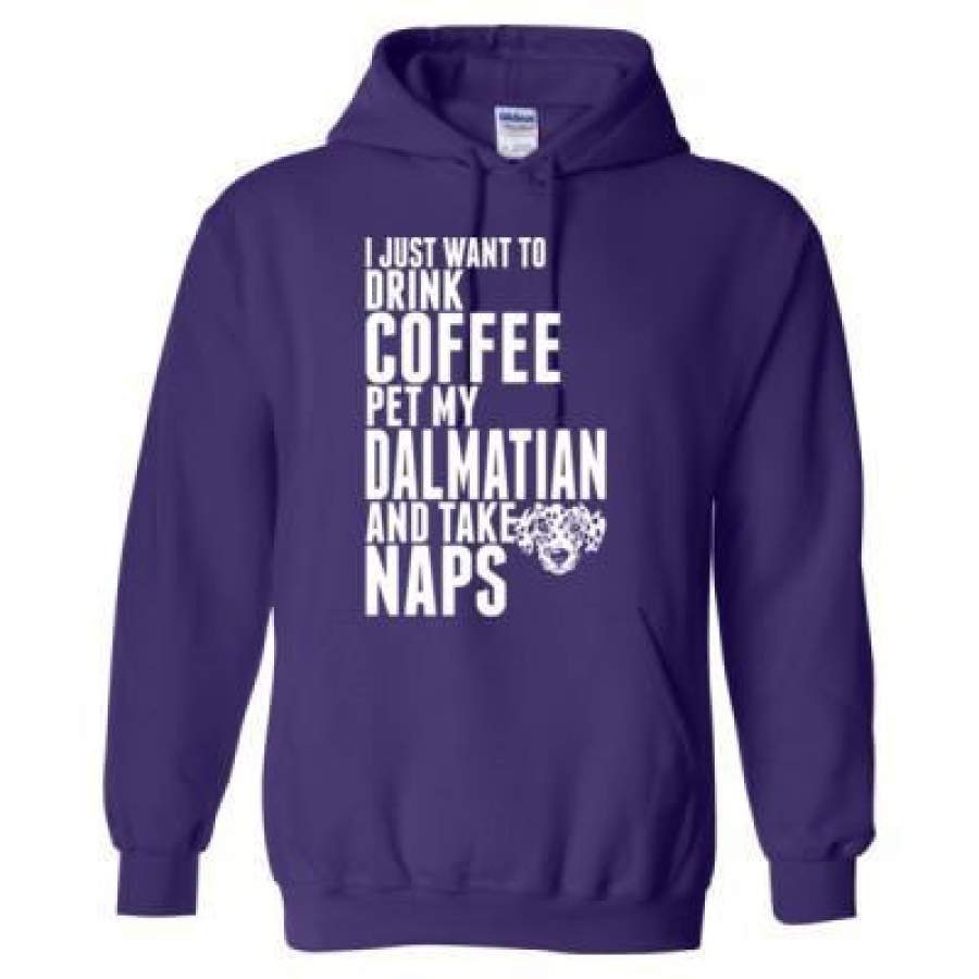 AGR Just Want To Drink Coffee Pet My Dalmatian Dog Take Naps – Heavy Blend™ Hooded Sweatshirt