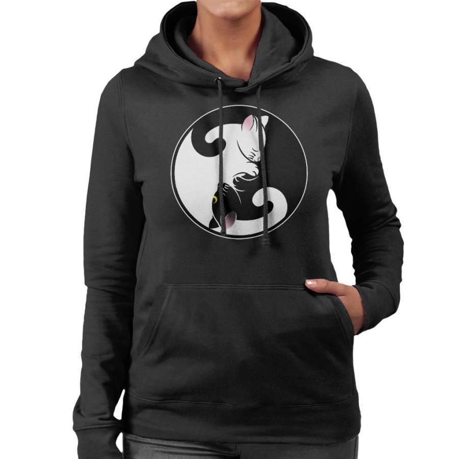 Sailor Moon Luna And Artemis Yin Yang Symbol Women’s Hooded Sweatshirt