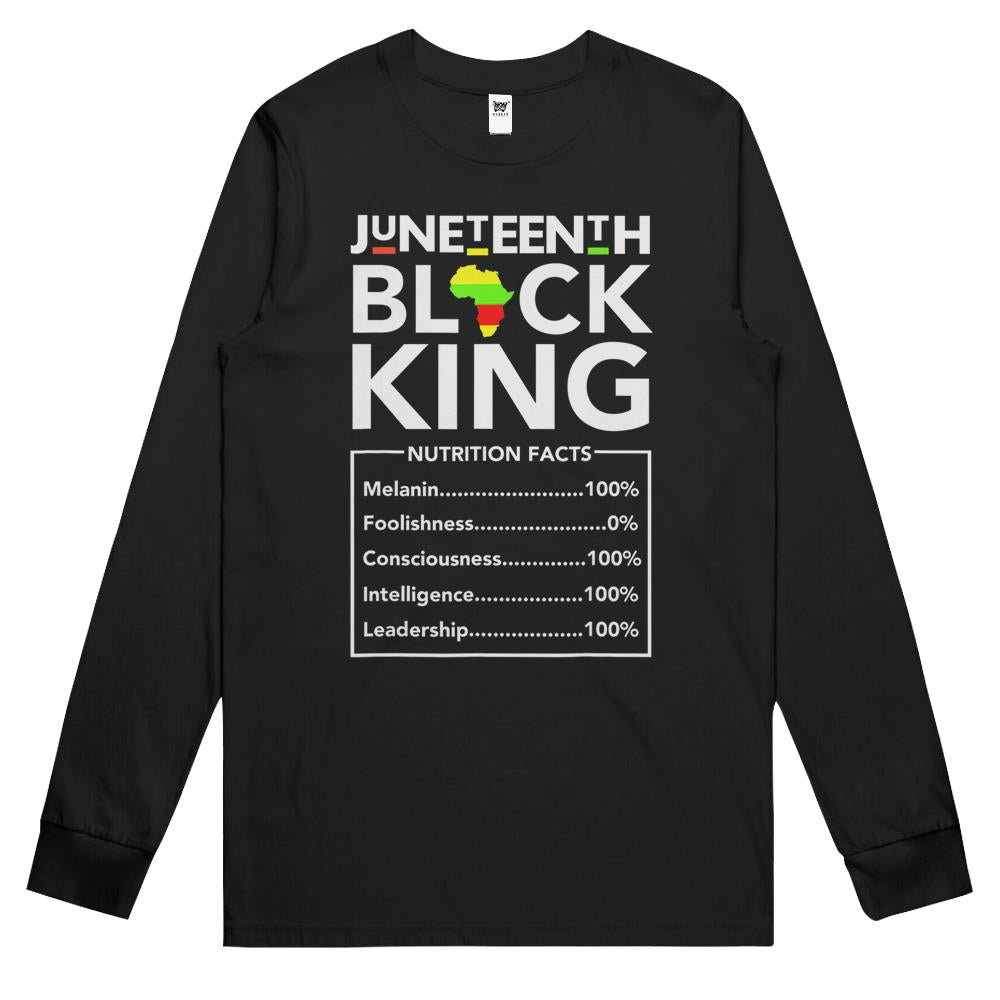 Nutritional Facts Shirt, Nutritional Facts Long Sleeve T Shirts, Black King Nutrition Facts Shirt, Juneteenth Black King Nutritional Facts Men Boys Dad Son Long Sleeve T Shirts