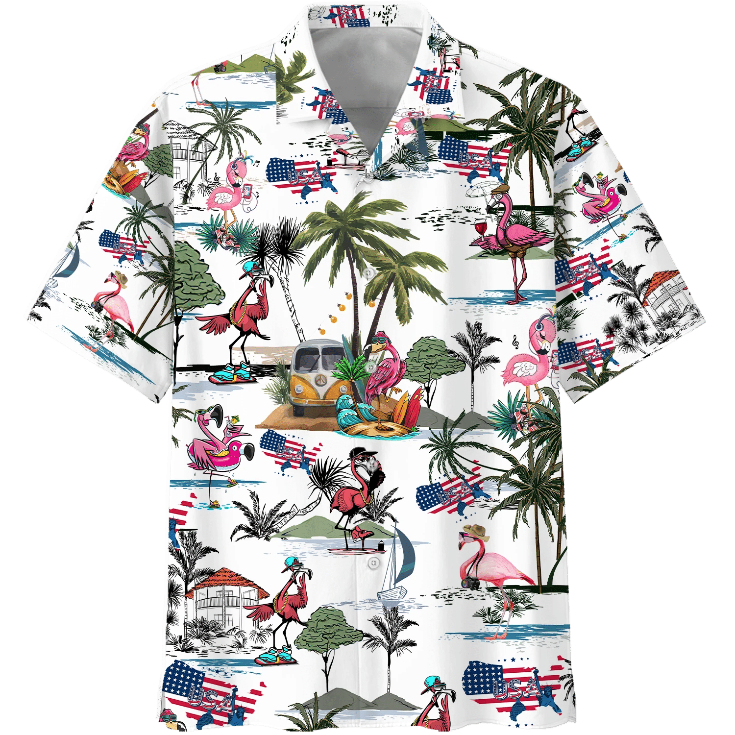 America Flamingo Style Hawaii Shirt Unisex Adult Ha76883