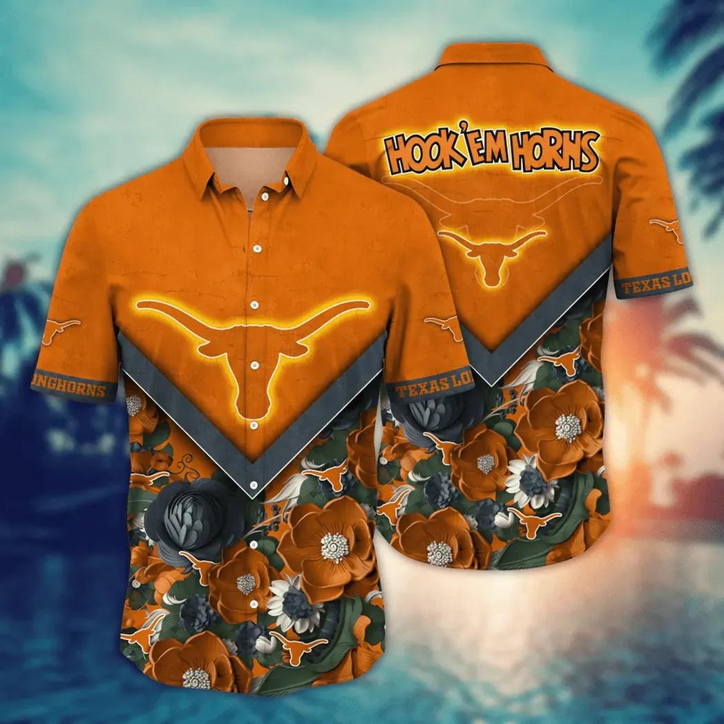 Texas Longhorns Ncaa Flower Aloha Hawaiian Shirt 5, Ncaa Hawaiian Shirt