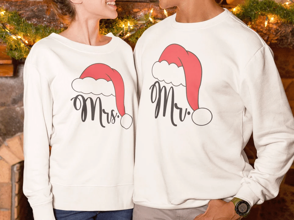 Couple Shirts  Mr And Mrs Santa Claus Matching Couple, Valentine Gifts, Christmas Gift Graphic Unisex T Shirt, Sweatshirt, Hoodie Size S – 5Xl