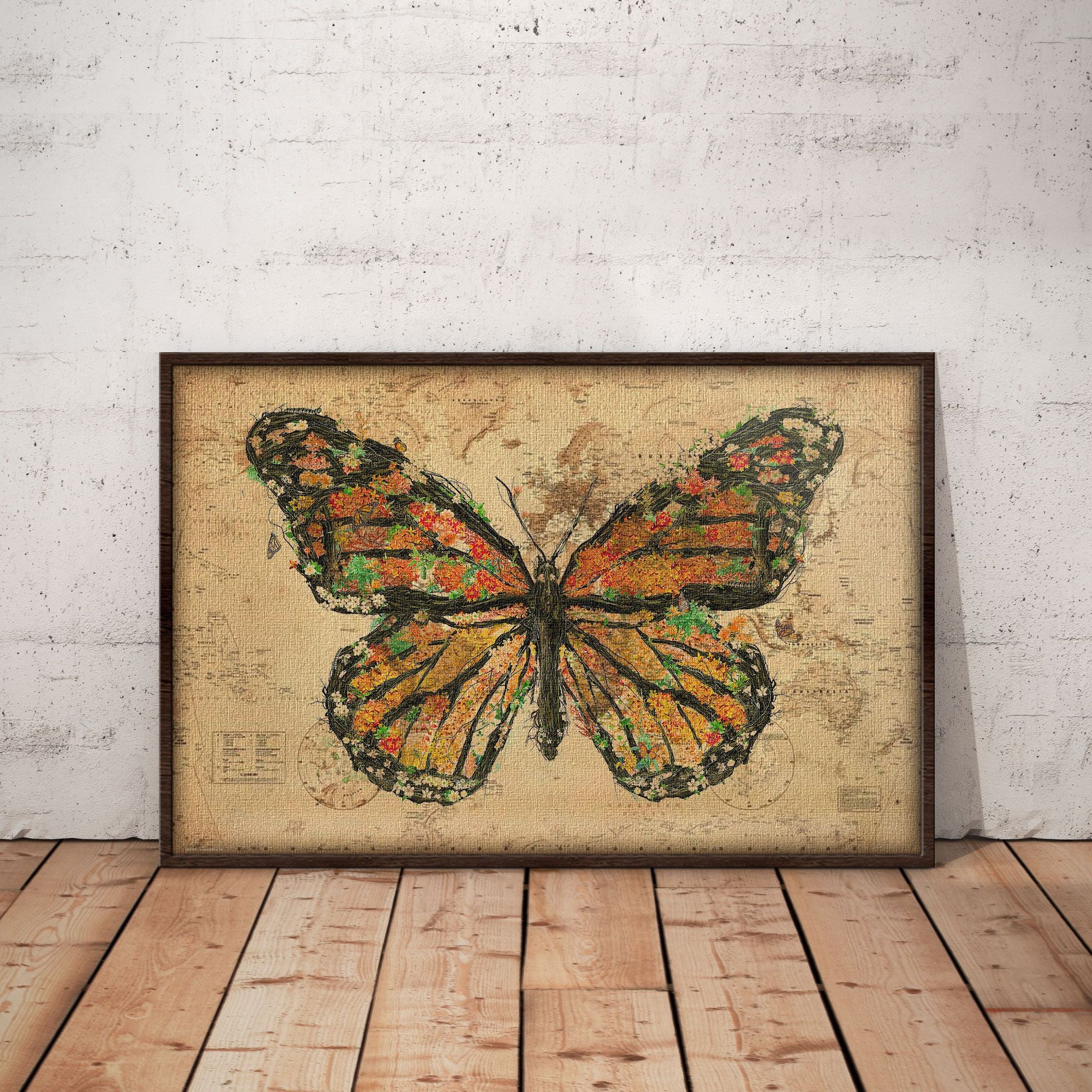 Butterfly On Old Map Poster Canvas Home Décor Gifts For Women Girls Friends – Gigo Smart