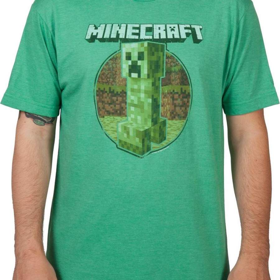 Retro Green Minecraft Creeper Shirt