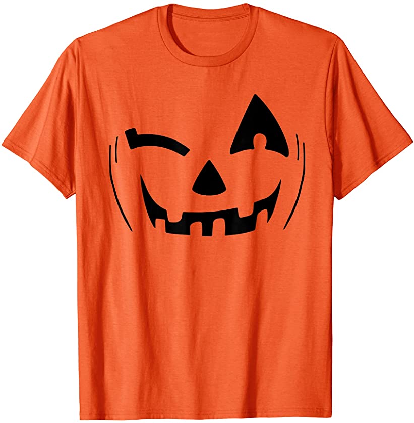 Halloween Jackolantern Face Winking Pumpkin Adult Women Men T-Shirt ...