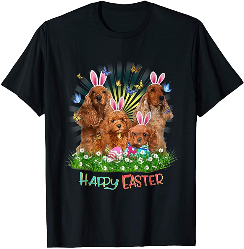 Cocker Spainel Happy Easter Bunny Eggs Lover T-Shirt