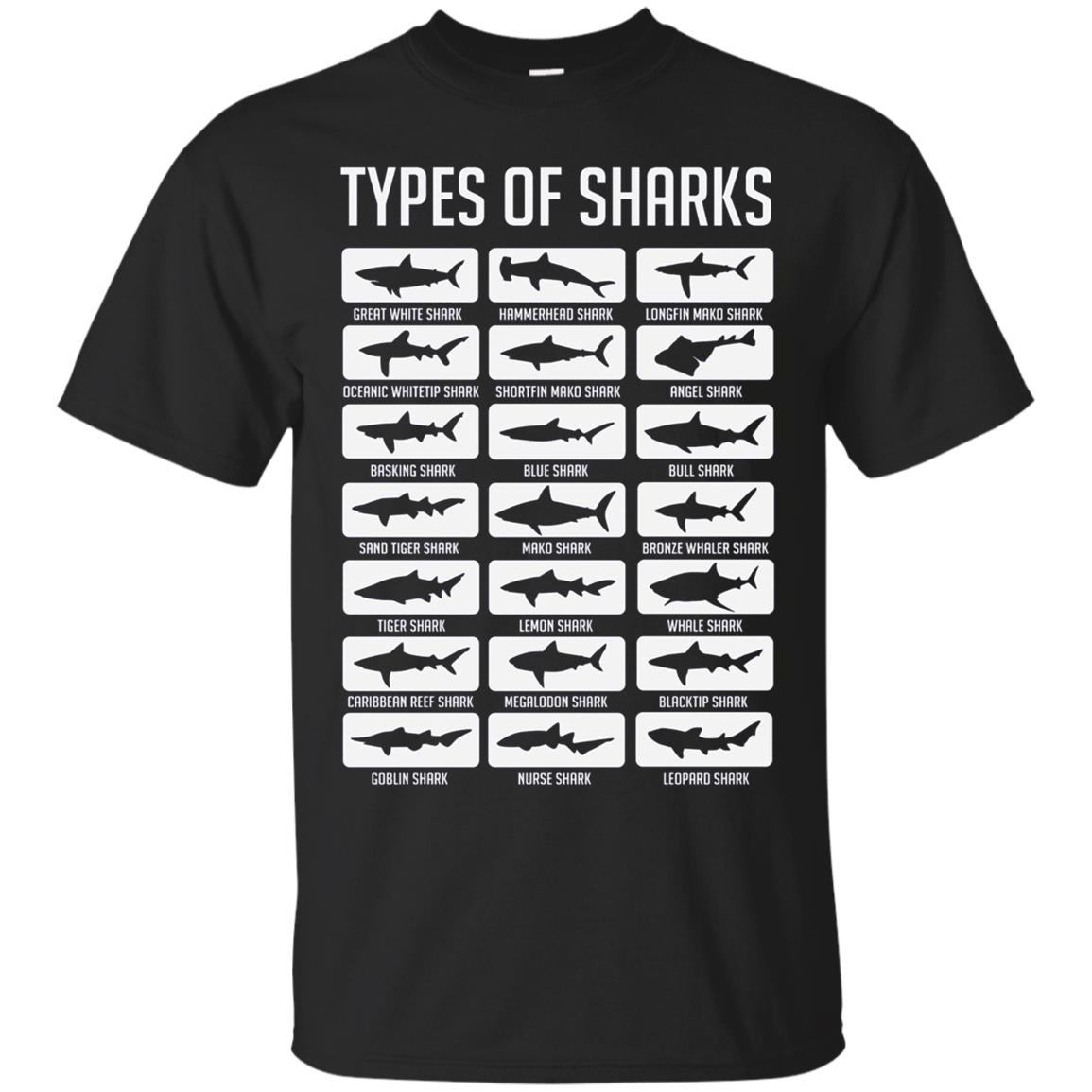 21 Types Of Sharks Oceanic Biology Species T-Shirt