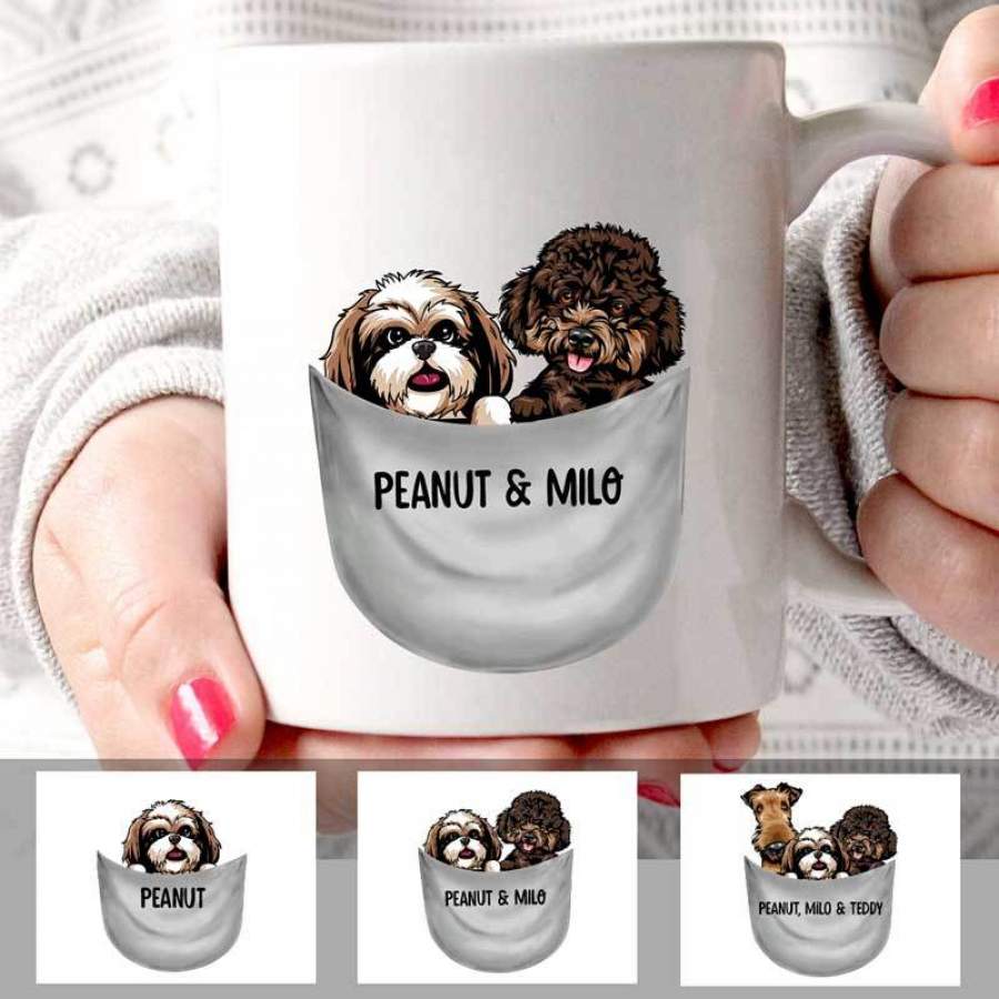 Peeking Dog Pocket Personalized Mug