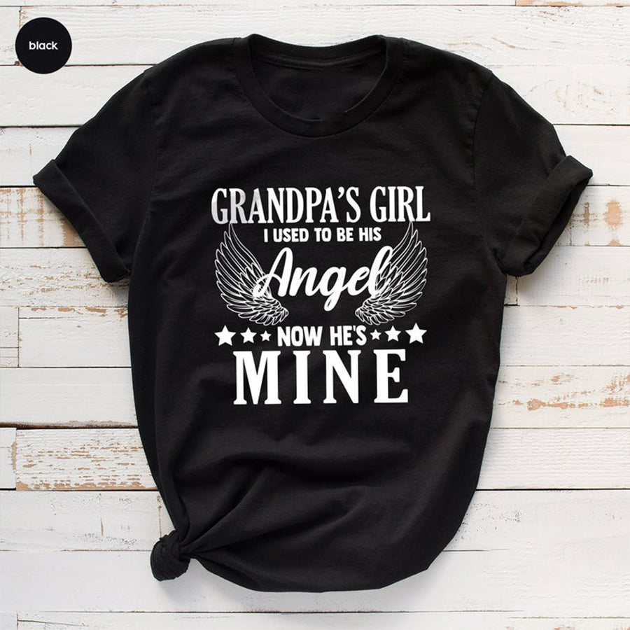 Grandfather Memorial T-Shirt, Bereavement T Shirt, Grandad Remembrance Tshirt, Rest In Peace Shirt, Grandpa’S Girl Shirt, Angel Wings Tees