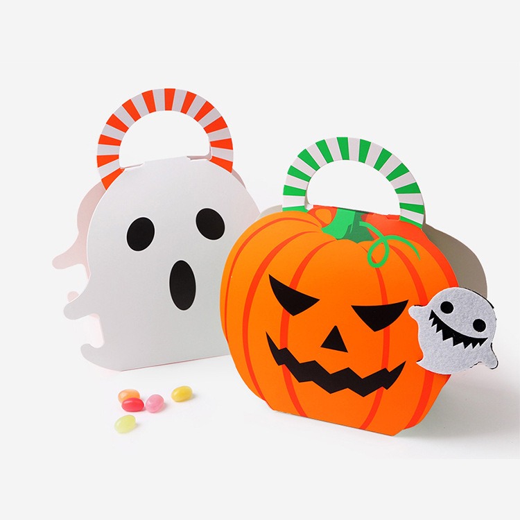 20-50 PCS Halloween Pumpkin Portable Paper Box Cartoon Ghost Candy Small Gift Bag Creative Trick or Treat Cookie Cute Wholesale alx