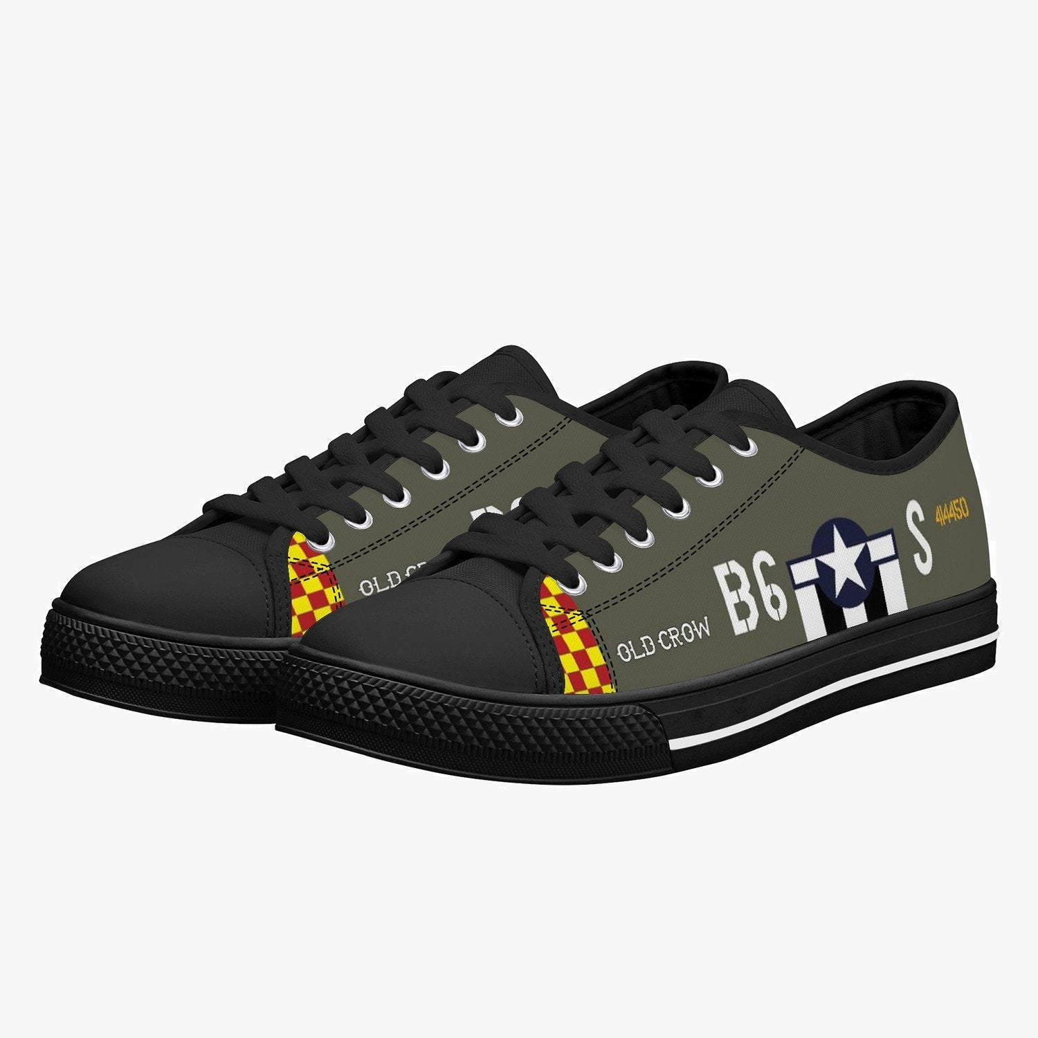 P-51 “Old Crow” Women’S Low Top Canvas Shoes – Black