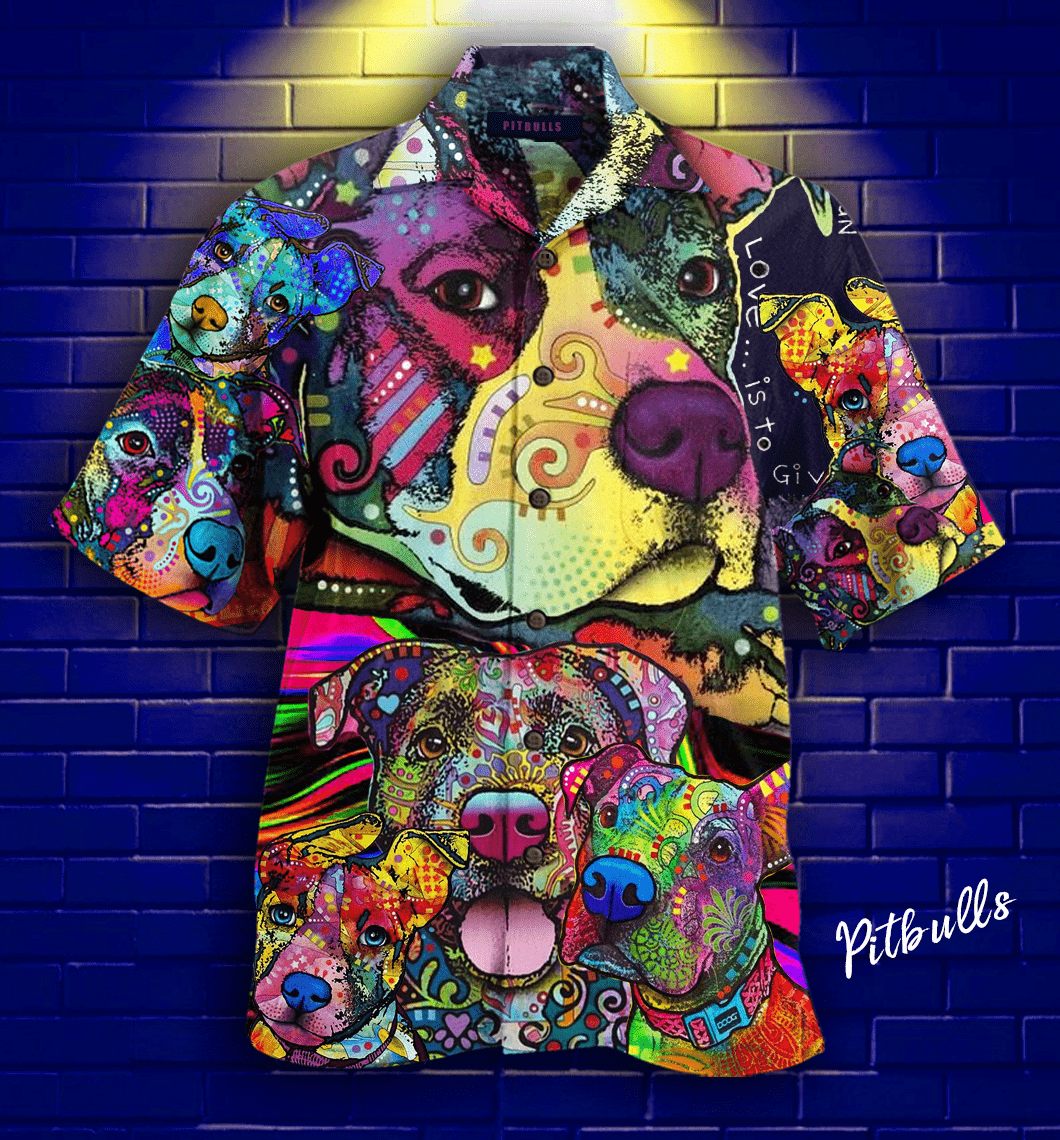 Cover Your Body With Amazing Pit Bull Colorful Unisex Hawaii Aloha Shirts Ha108806