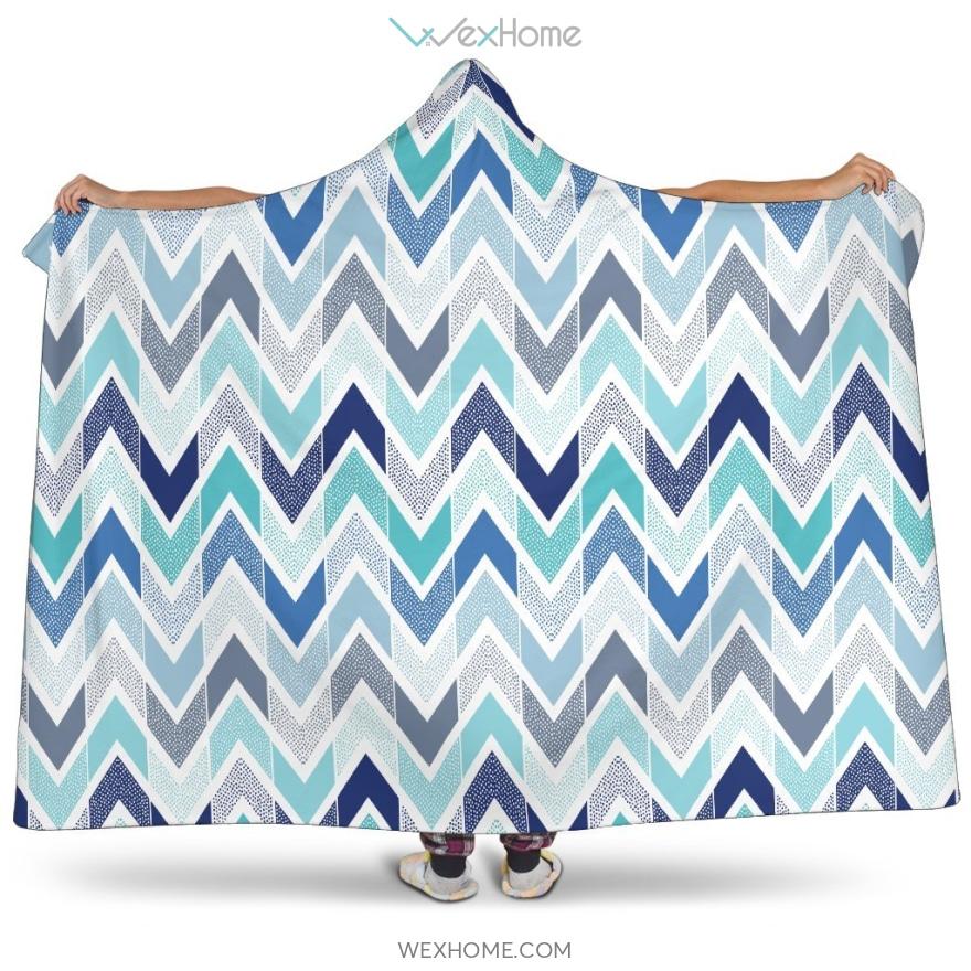 Zigzag  Chevron Blue Pattern Hooded Blanket