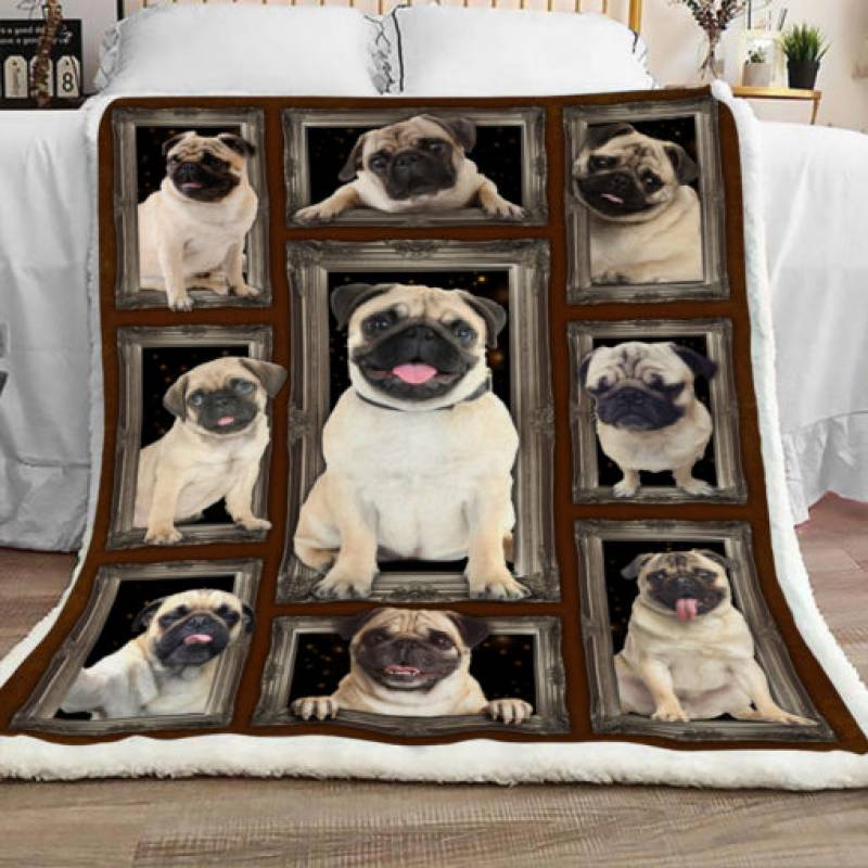 Pug Dog Sherpa Blanket JR0801 73O51