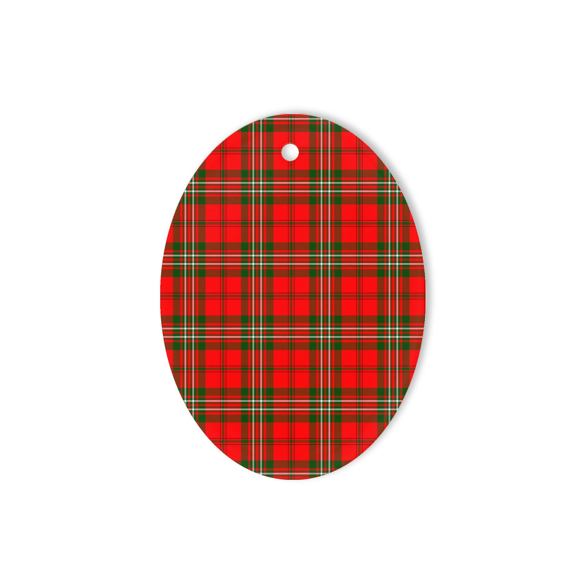 Scott Modern Tartan Oval Ornaments, Christmas Tree Ornament, Plaid Christmas Ornaments, Ceramic Oval Christmas Tree Decoration