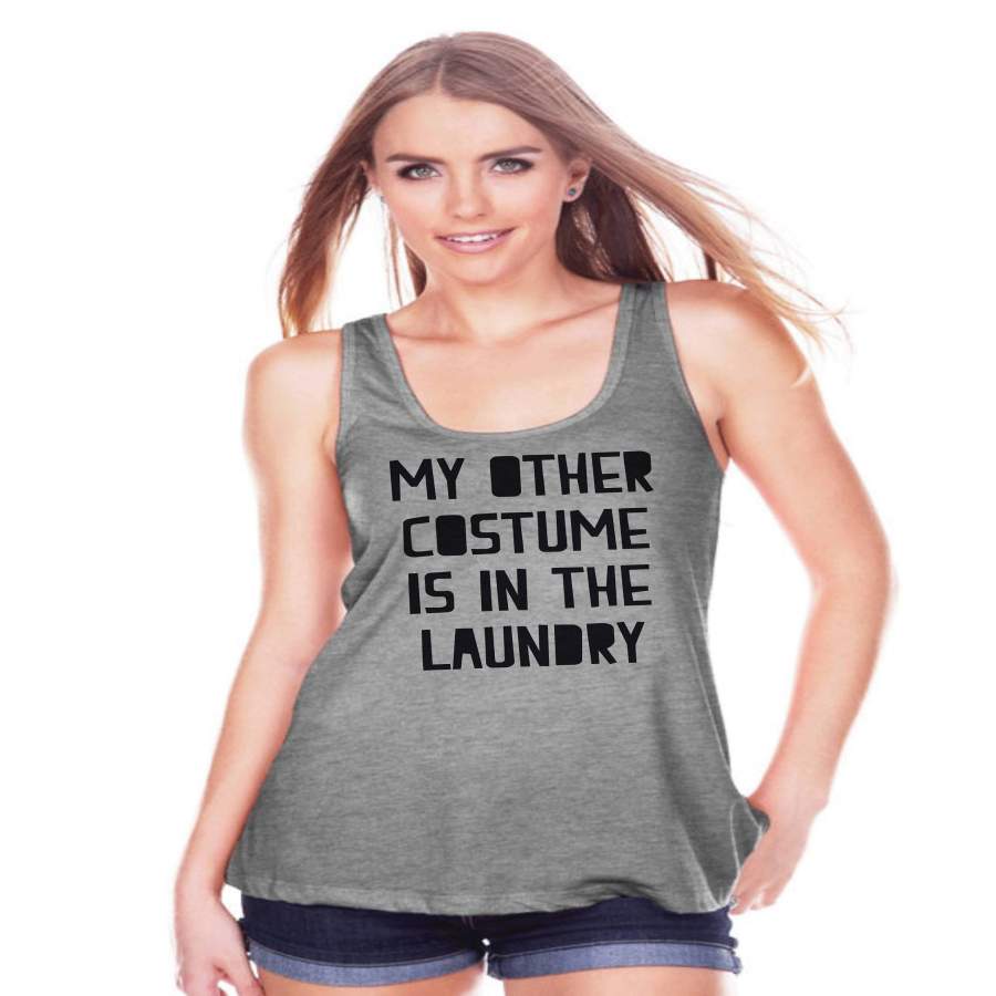 Women's Halloween Shirt - Funny Halloween Costume Laundry Shirt - Happy Halloween Party - Adult Halloween Costumes - Grey Halloween Tank Top