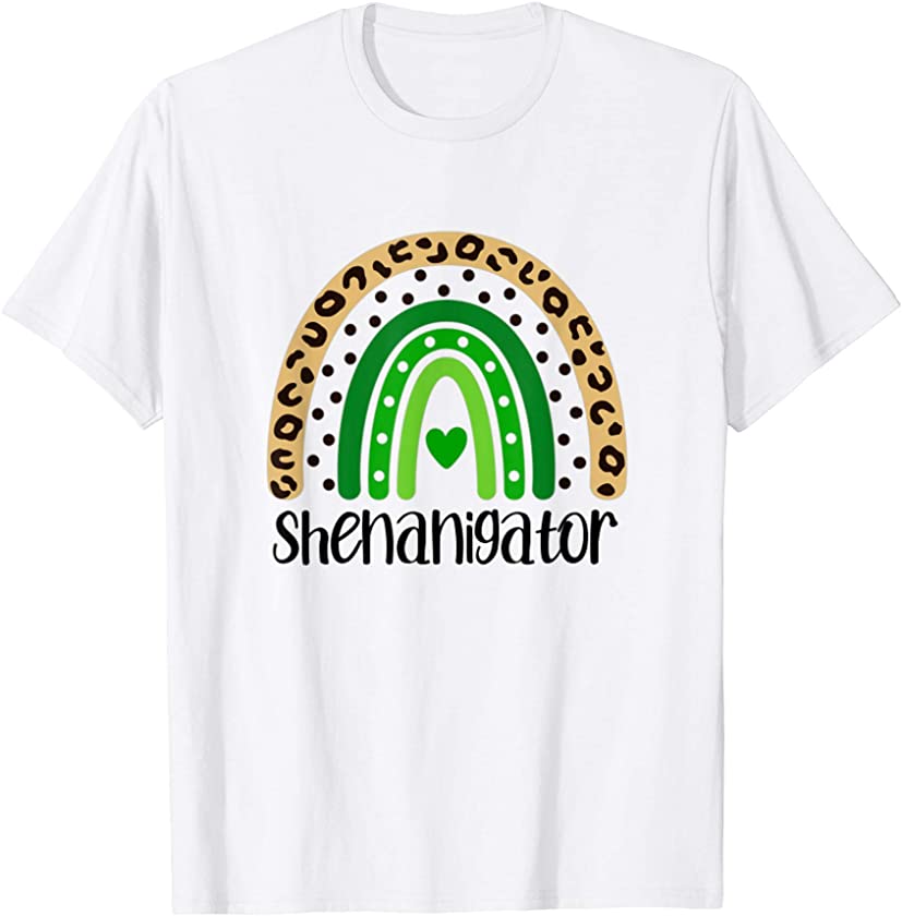 Shenanigator St. Patrick’s Day Leopard Print Rainbow Irish T-Shirt