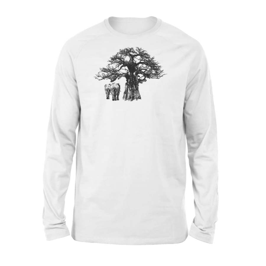 Baobab Baobab Tree and Elephants Black – Standard Long Sleeve