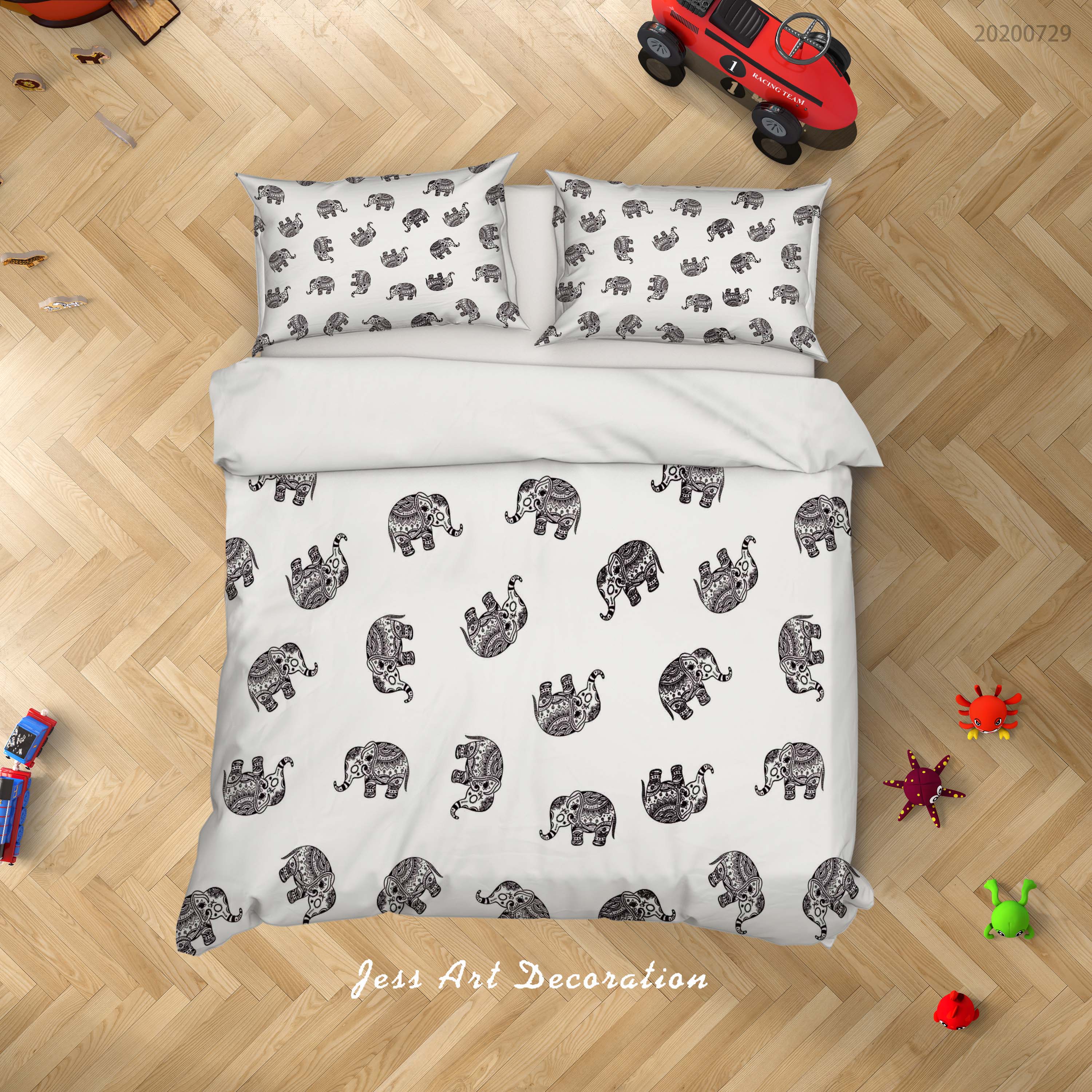 3D Elephant Animal Quilt Cover Set Bedding Set Duvet Cover Pillowcases Lxl 91