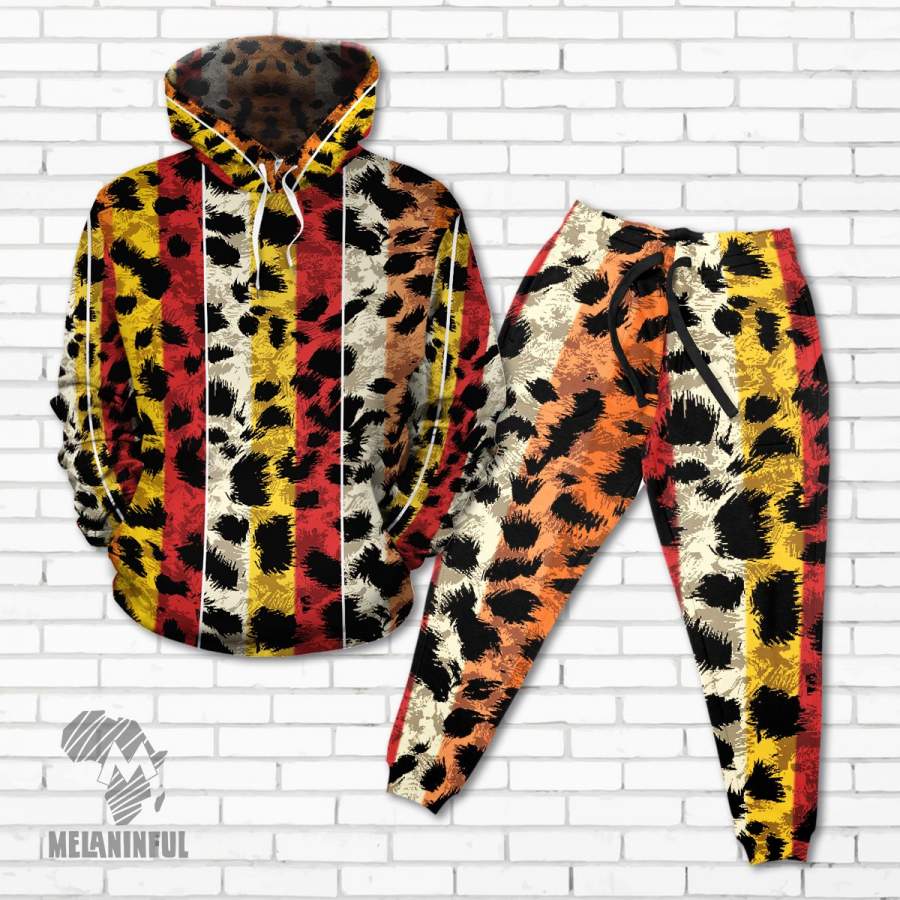 Basotho Leopard Skin 2 Fleece All-over Hoodie And Joggers Set