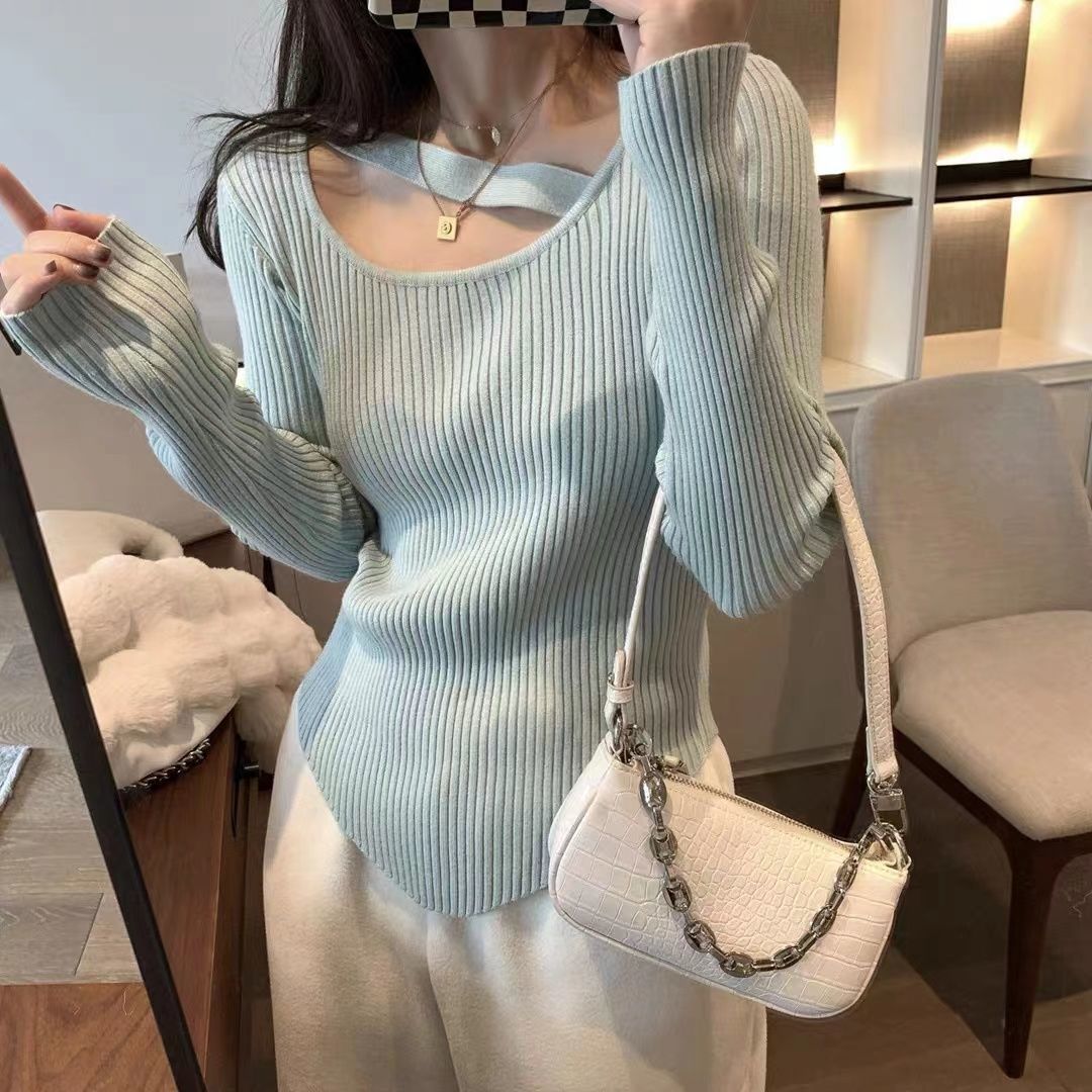 Slash Neck Pullovers Women Autumn Long Sleeve Knitwear Hotsweet Slim Cropped Sweaters Korean Style Ins Y2k Pull Mujer Vintage alx