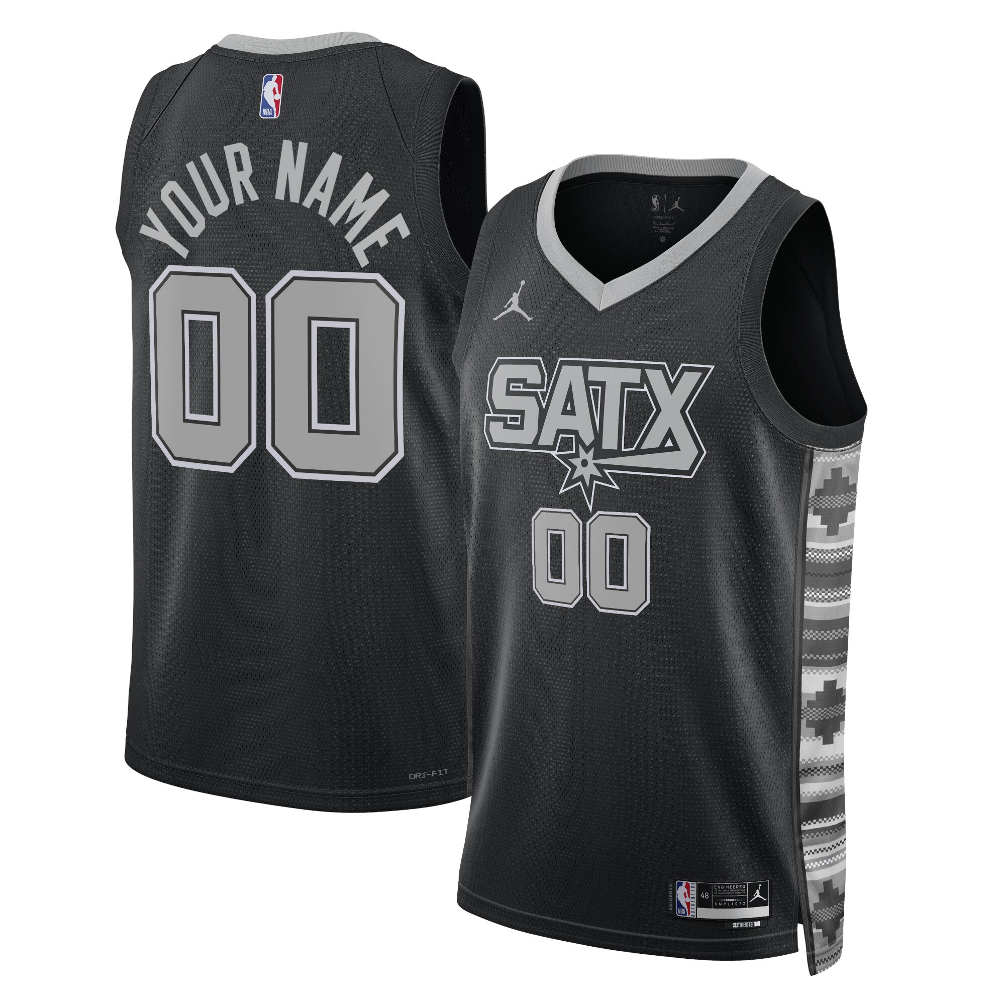 San Antonio Spurs Jordan Brand Unisex 2022/23 Swingman Custom Jersey – Statement Edition – Black